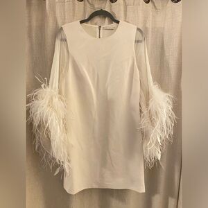 Alice + Olivia Izola Silk Recycled Ostrich Feather Dress NWOT